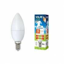 Лампа светодиодная "свеча", матовая Optima Дневной свет ТМ Volpe LED-C37-6W/DW/E14/FR/O